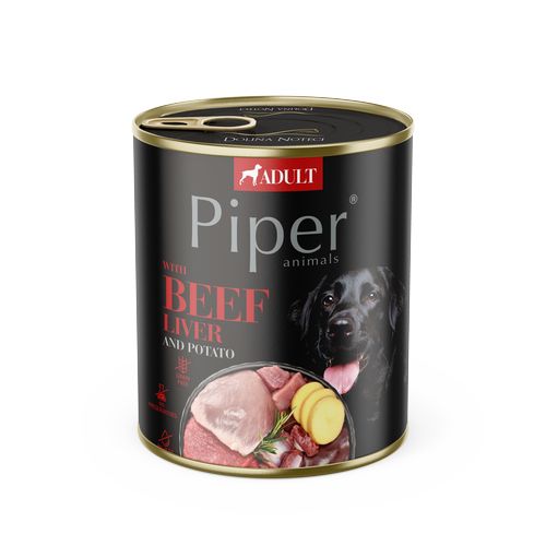PIPER ADULT 800g konzerva pro dospělé psy hovězí játra a brambory