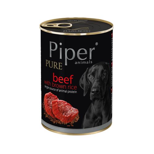 PIPER PURE Beef 400g hovězí a hnědá rýže konzerva pro dospělé psy